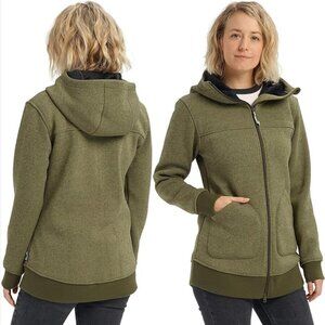 Burton - Longline Minxy Zip-Up Fleece Hoodie Sweatshirt | Small | Pine Heather